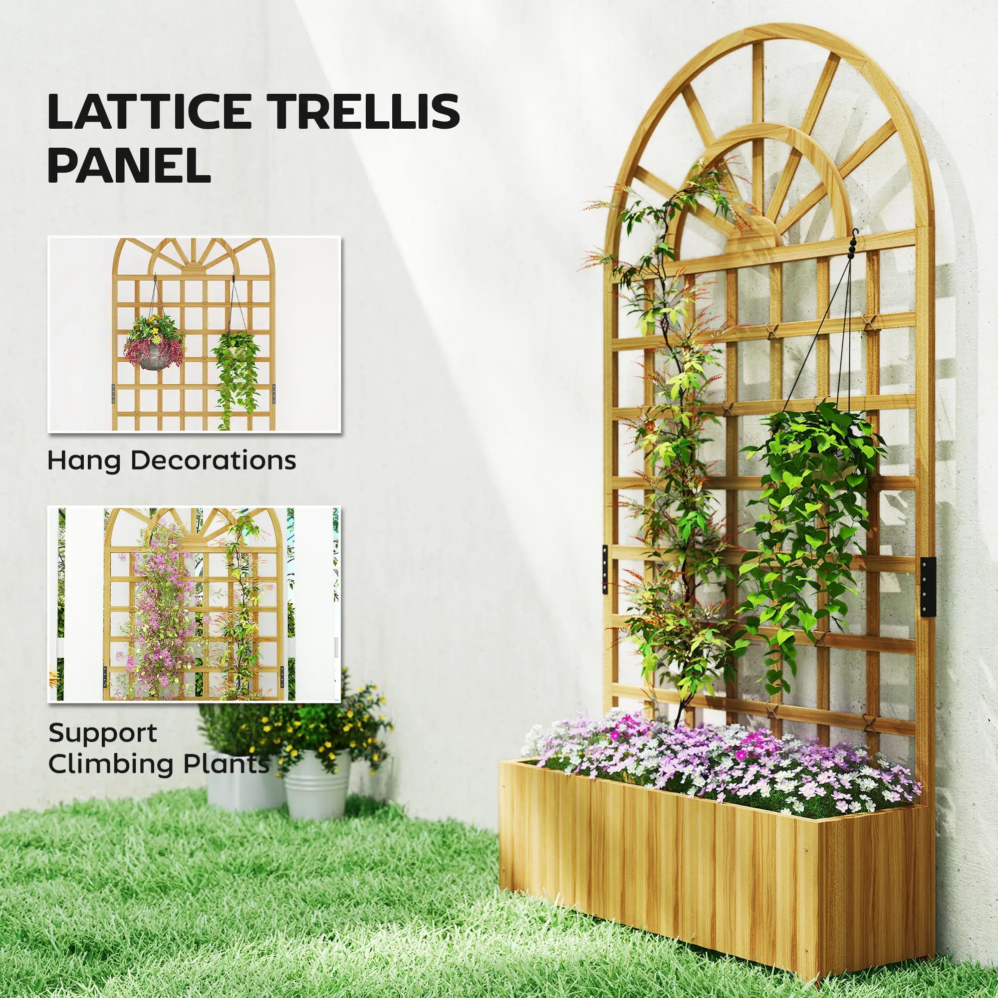 Wooden Raised Garden Bed with Trellis, Elevated Planter Box Wooden Planter Boxes at Gallery Canada