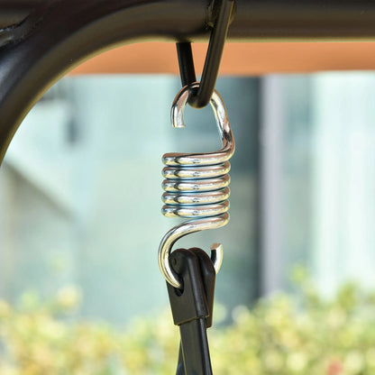 2-Person Porch Swing Chair, Adjustable Canopy, Breathable Seat, Brown Patio Swings with Stand at Gallery Canada