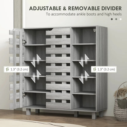 21 Pair Shoe Cabinet, 5-Tier Double Door, Light Grey Shoe Storage Cabinets & Racks at Gallery Canada