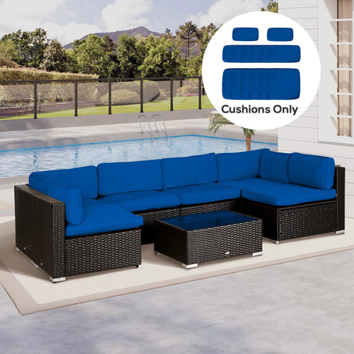 14pc Patio Rattan Sofa Set, Polyester Cover Replacement, Navy Blue