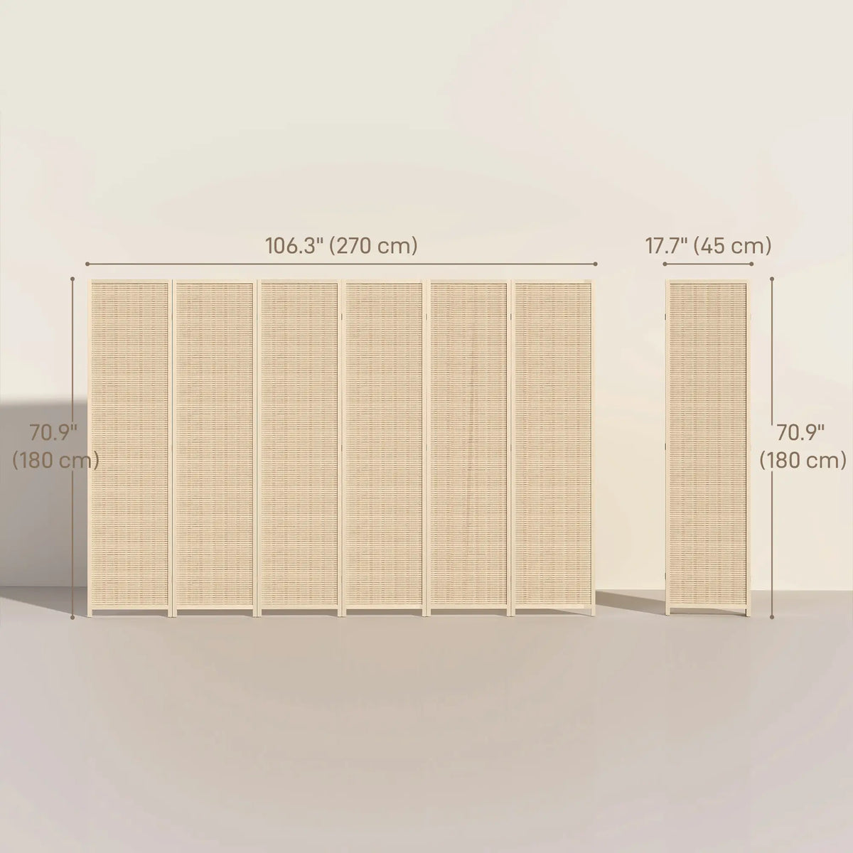 Woven Bamboo Room Divider, 6 Panel Folding Privacy Screen, Natural Wood Room Dividers at Gallery Canada