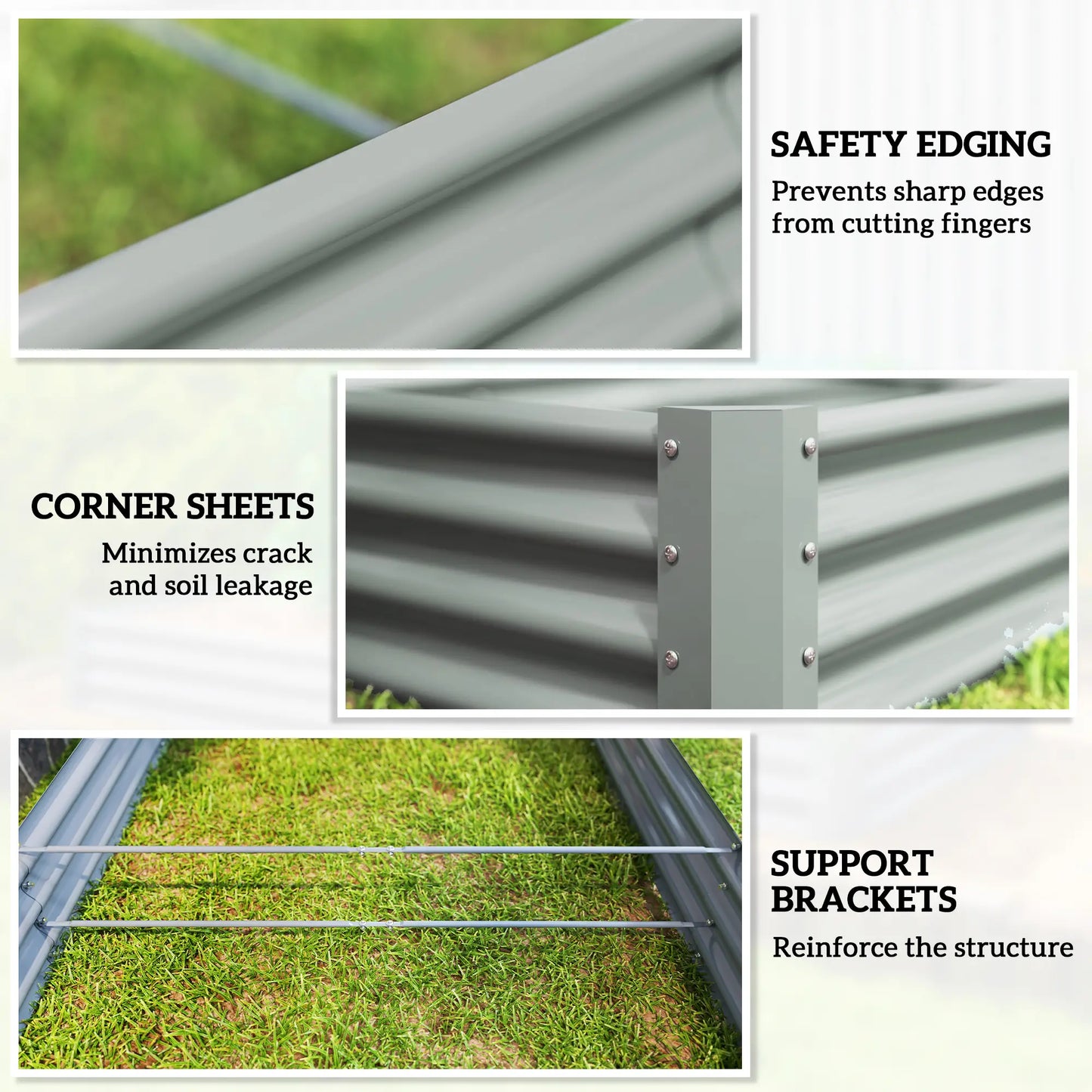 12 x 4 x 1 pied Lit de Jardin surélevé Galvanisé, Bac à Plantes Extérieur, Argenté