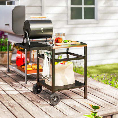Outdoor Grill Cart With Stainless Steel Top, Foldable Side Table, Black Outdoor Grill Carts at Gallery Canada