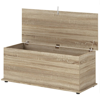 39.5" Storage Chest, Flip-Top Lid, Entryway Bench, Oak Storage Ottomans & Benches Oak at Gallery Canada