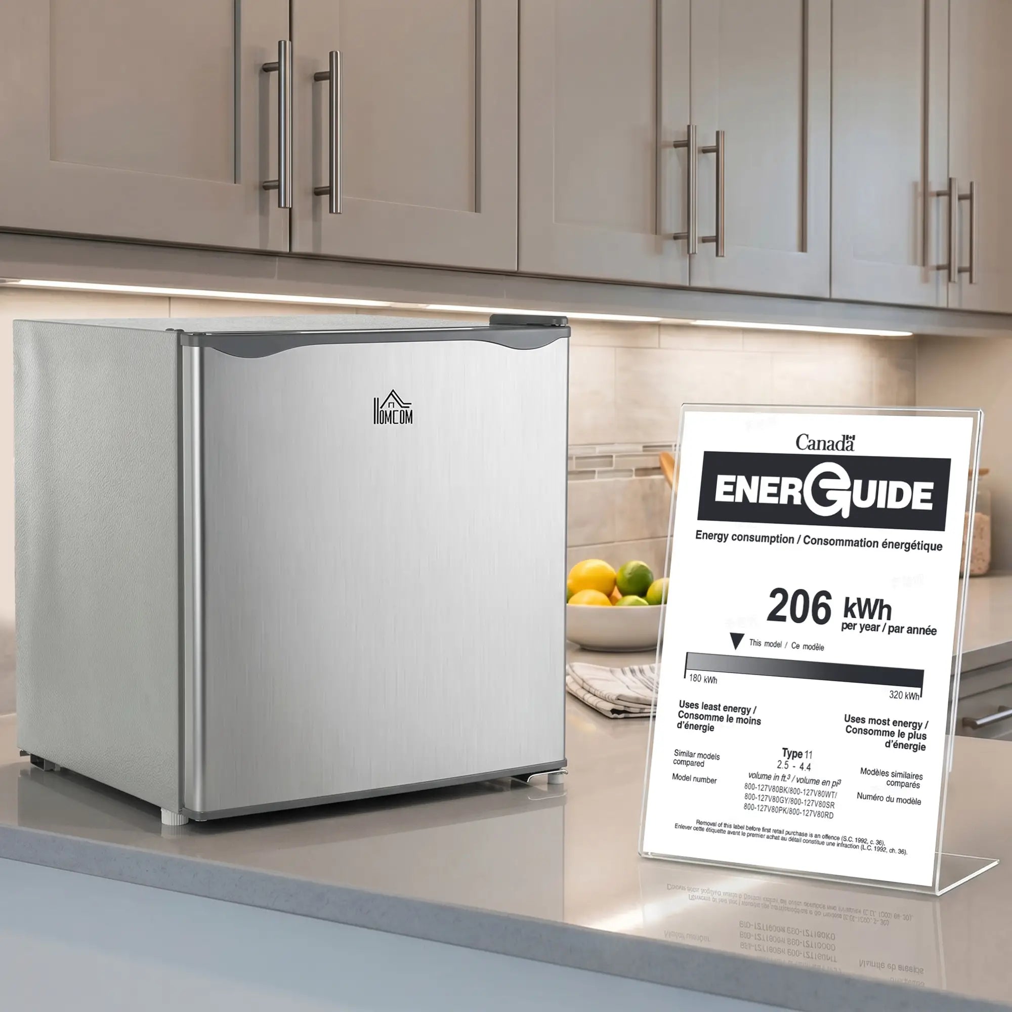 1.1 Cu. Ft. Mini Freezer, Compact, Reversible Door, Adjustable Temperature, Grey Small Kitchen Appliances at Gallery Canada