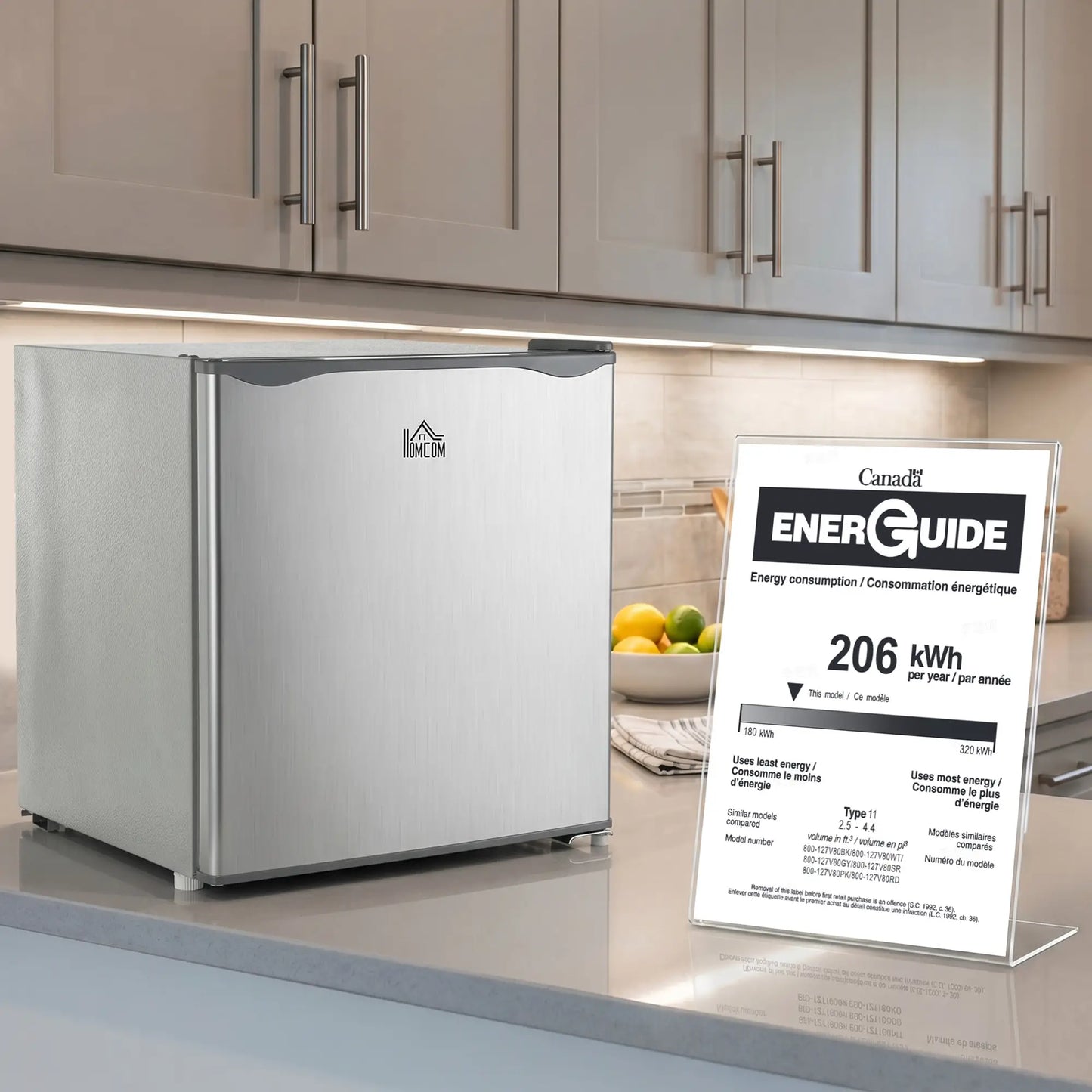 1.1 Cu. Ft. Mini Freezer, Compact, Reversible Door, Adjustable Temperature, Grey Small Kitchen Appliances at Gallery Canada