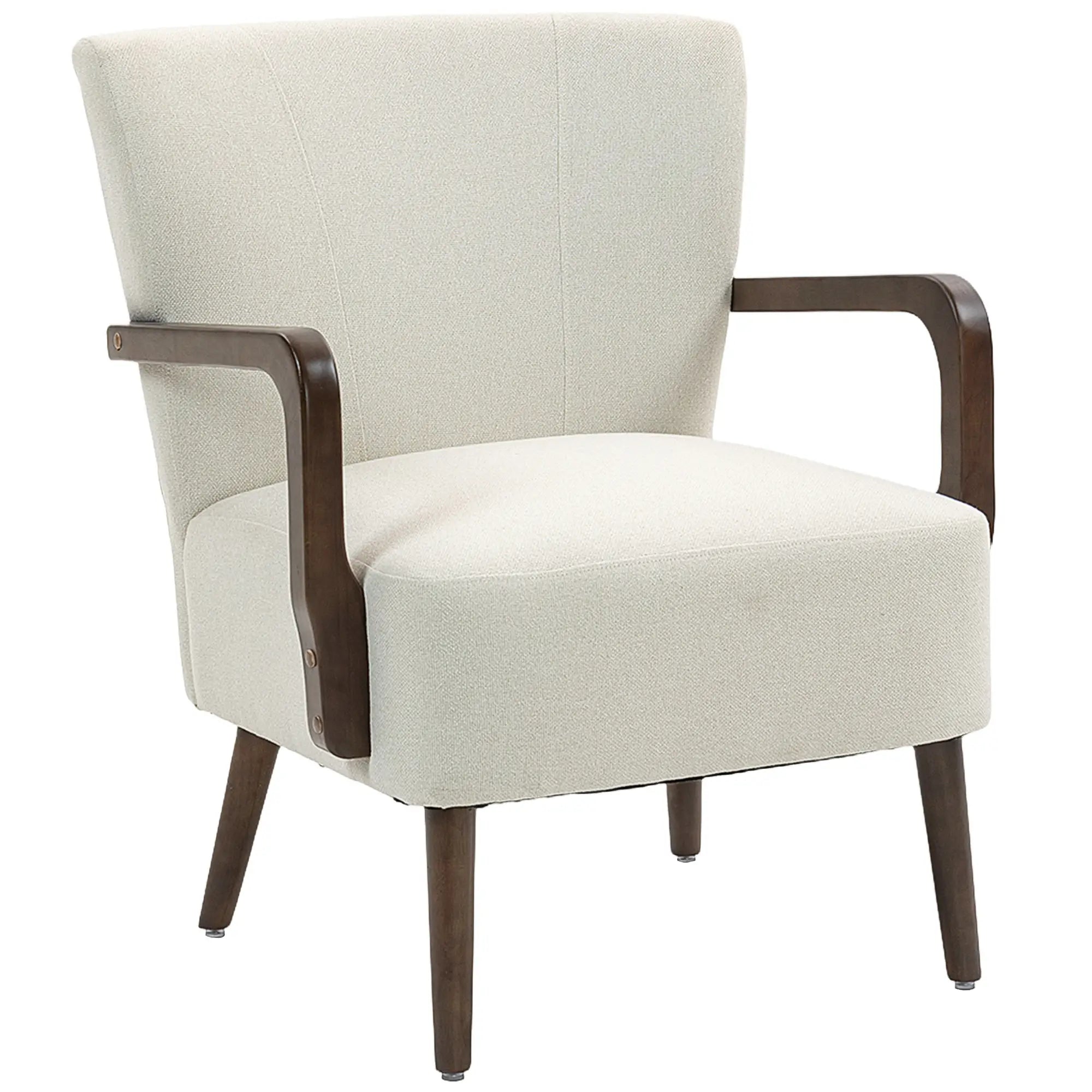 Accent Chair, Wooden Legs, Linen Fabric, Thick Padding, Cream White Accent Chairs at Gallery Canada