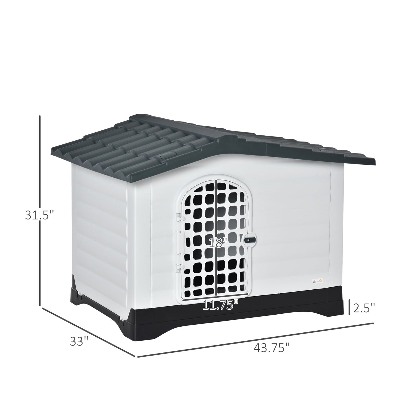 Plastic Dog Kennel House Puppy Indoor &; Outdoor Pet Shelter with Raised Base Window Door for Medium Sized Dogs Grey and White at Gallery Canada