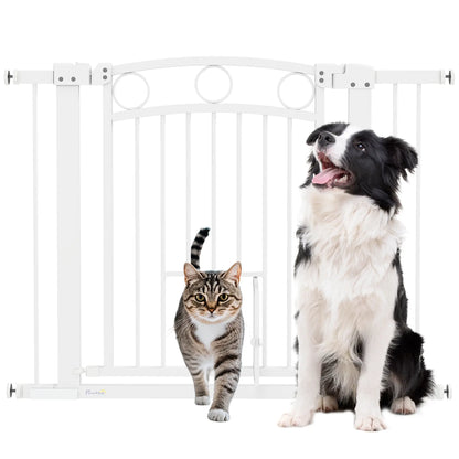30" Extra Tall Dog Gate With Cat Door, 2 Extension Kits, 30"-41" Width Houses, Kennels & Pens at Gallery Canada