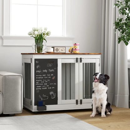 39" Dog Crate Furniture, Side End Table, Large Dogs, Blackboard, 3 Doors, White Houses, Kennels & Pens at Gallery Canada