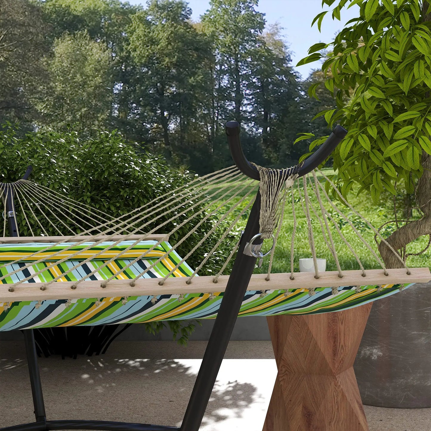 9.5ft Hammock Stand, Portable with Wheels, Adjustable, Black Hammock Stands at Gallery Canada