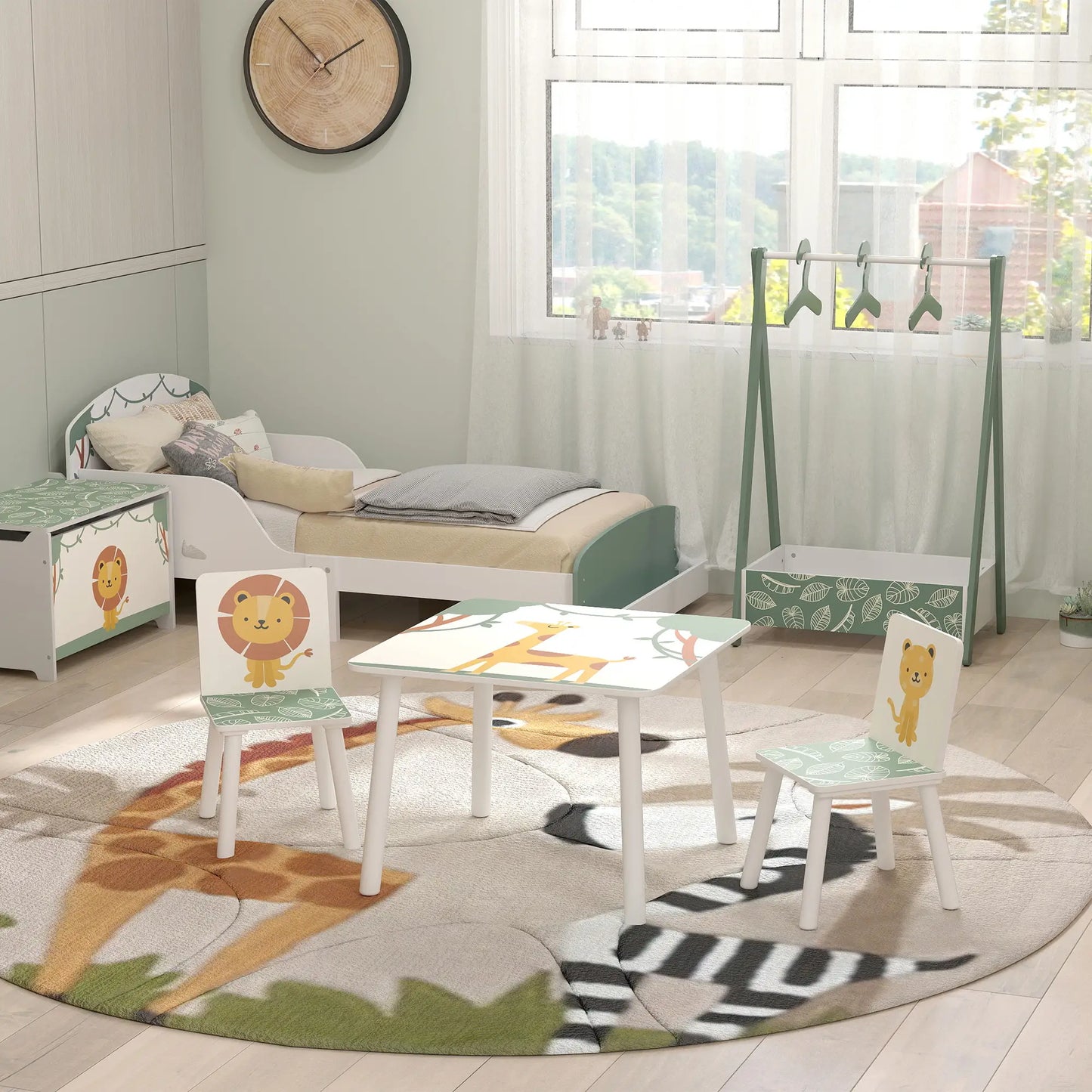 3-Piece Kids Table Chair Set Animal Pattern, Aged 3-8, Green Kids Table Sets at Gallery Canada