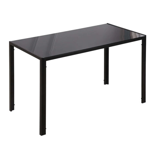 Rectangular Kitchen Table for 4, Tempered Glass Tabletop, Black