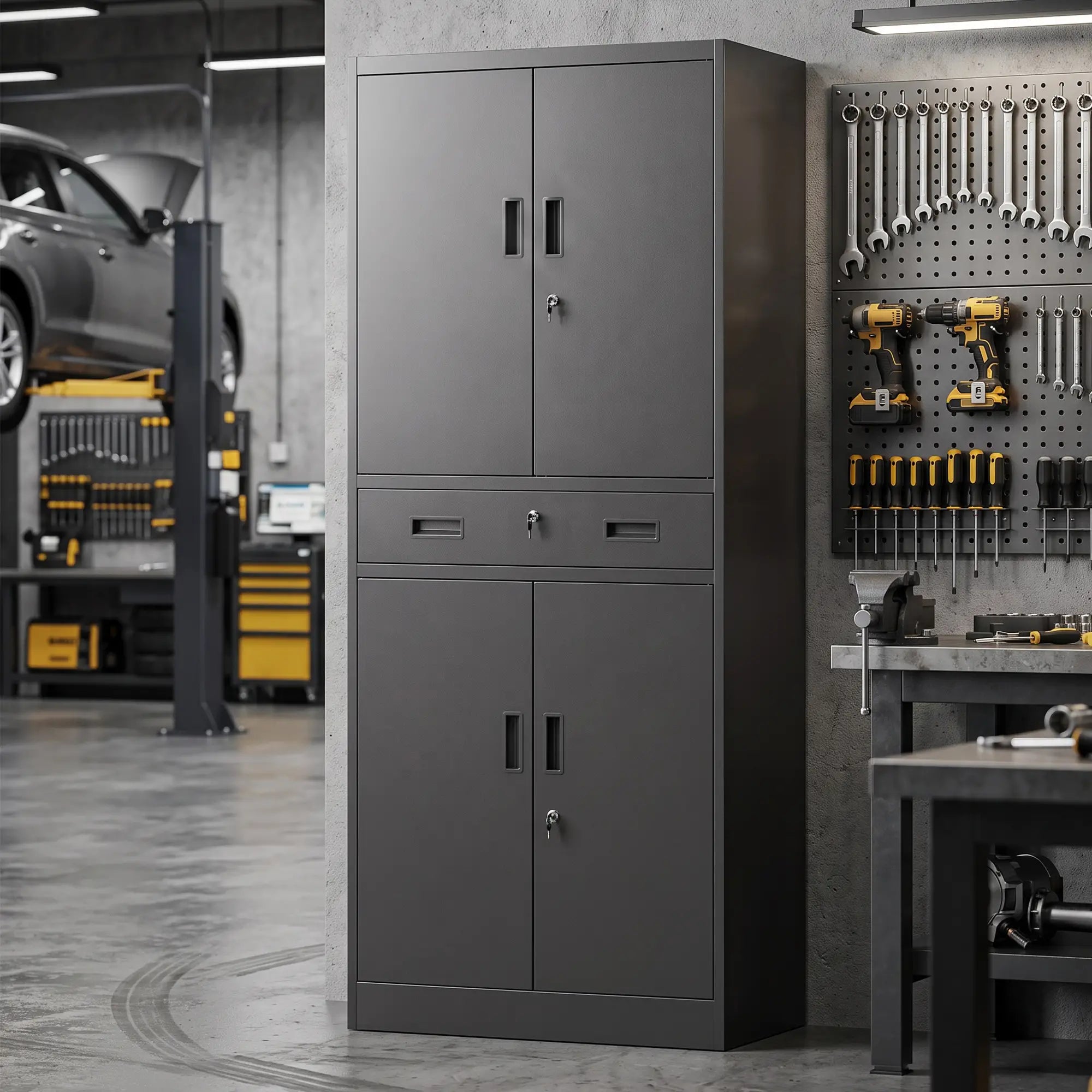 Metal Storage Cabinet With Locking Doors, 71