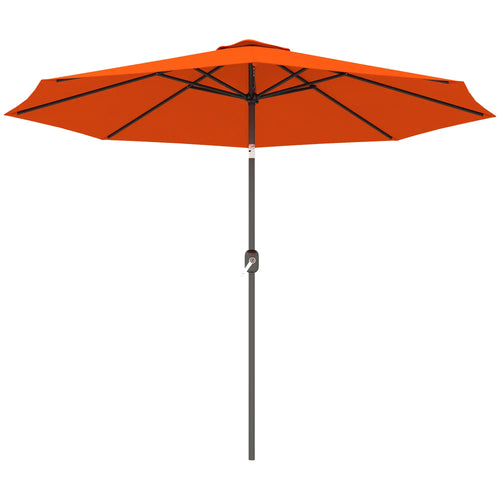 10' x 8' Round Market Umbrella, Patio Parasol With Crank Tilt, Orange