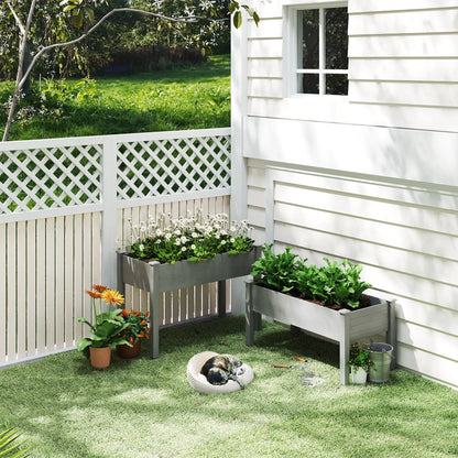 2 Tier Wood Plant Stand, Raised Bed for Flowers Vegetables, Grey Elevated Garden Beds at Gallery Canada