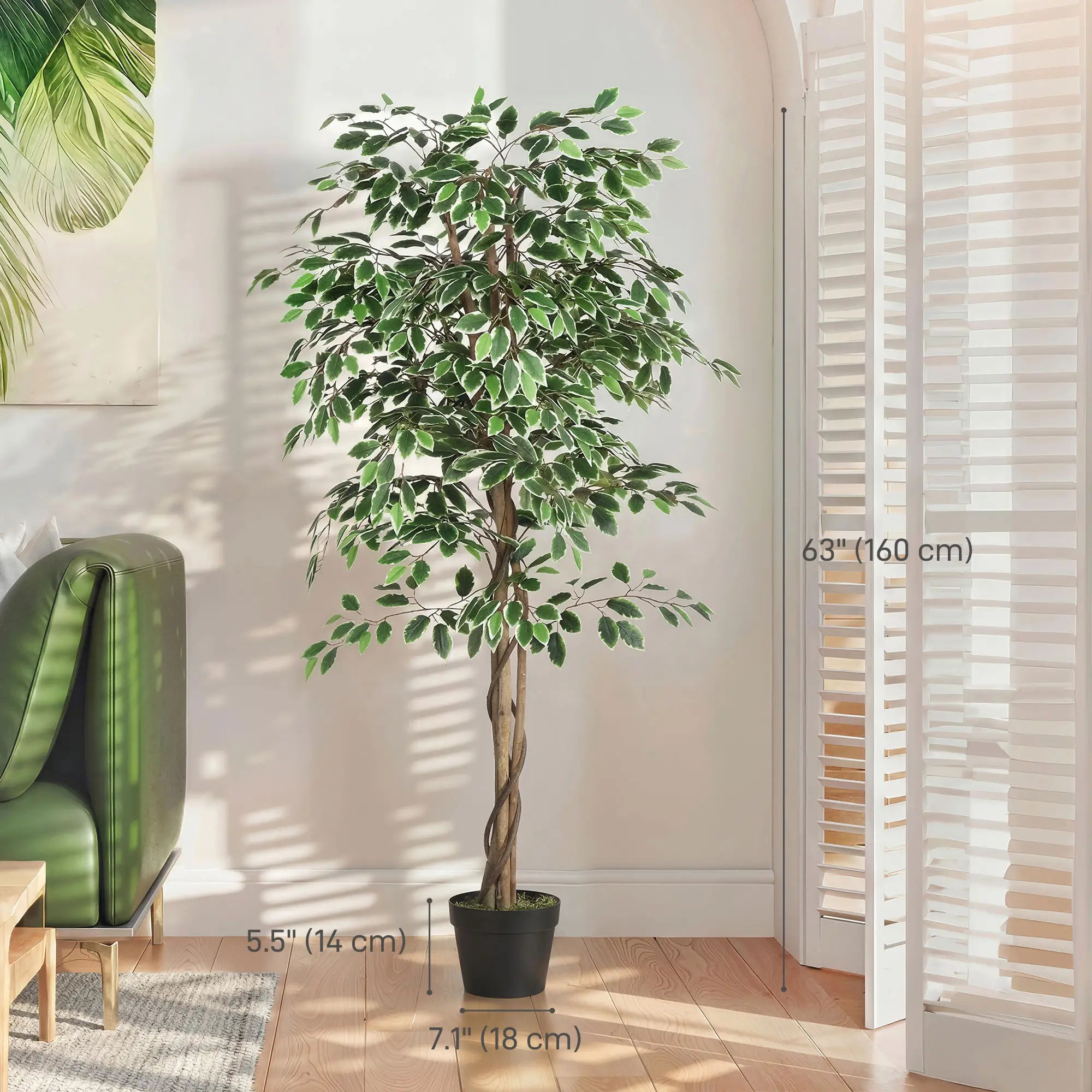 5.3 FT Artificial Ficus Tree With Pot, Indoor Home Office Decor Artificial Trees at Gallery Canada
