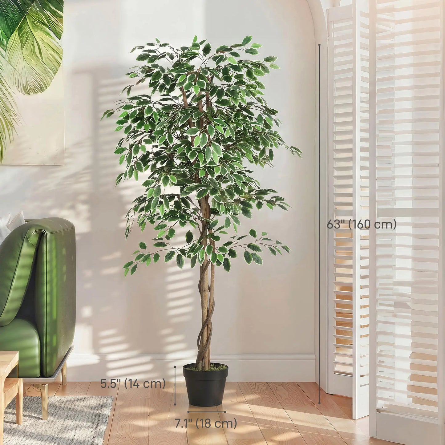 5.3 FT Artificial Ficus Tree With Pot, Indoor Home Office Decor Artificial Trees at Gallery Canada
