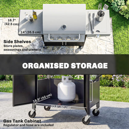 4+1 Burner Liquid Propane Gas Grill, Outdoor Portable BBQ Propane Gas Grills at Gallery Canada