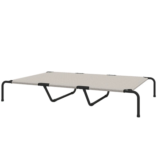 Large Dog Bed, Elevated Outdoor Cot, Breathable Mesh, Beige