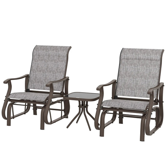 3 Pc Gliding Rocking Chair Bistro Tea Table Set, Grey Bistro Sets Grey at Gallery Canada