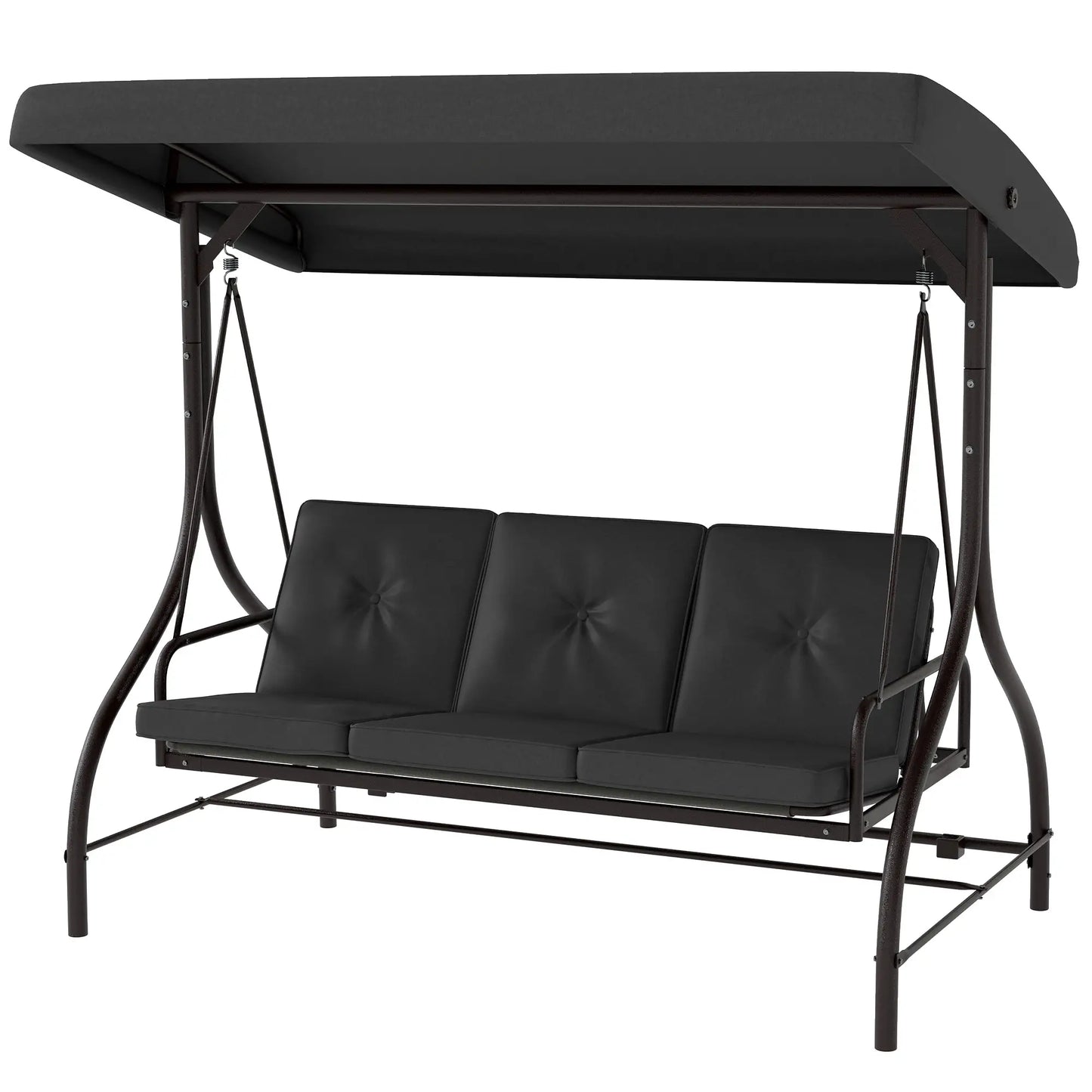 Convertible Patio Swing Bed With Canopy, Cushions, 3 Seater, Dark Grey Patio Swings with Stand Dark Grey at Gallery Canada