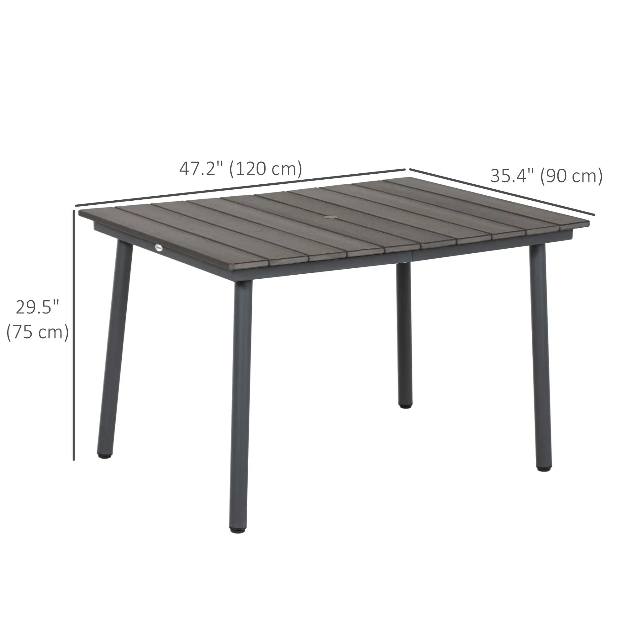 47 Outdoor Dining Table, Aluminium Frame, HDPE Top, Dark Grey Patio Dinning Tables at Gallery Canada