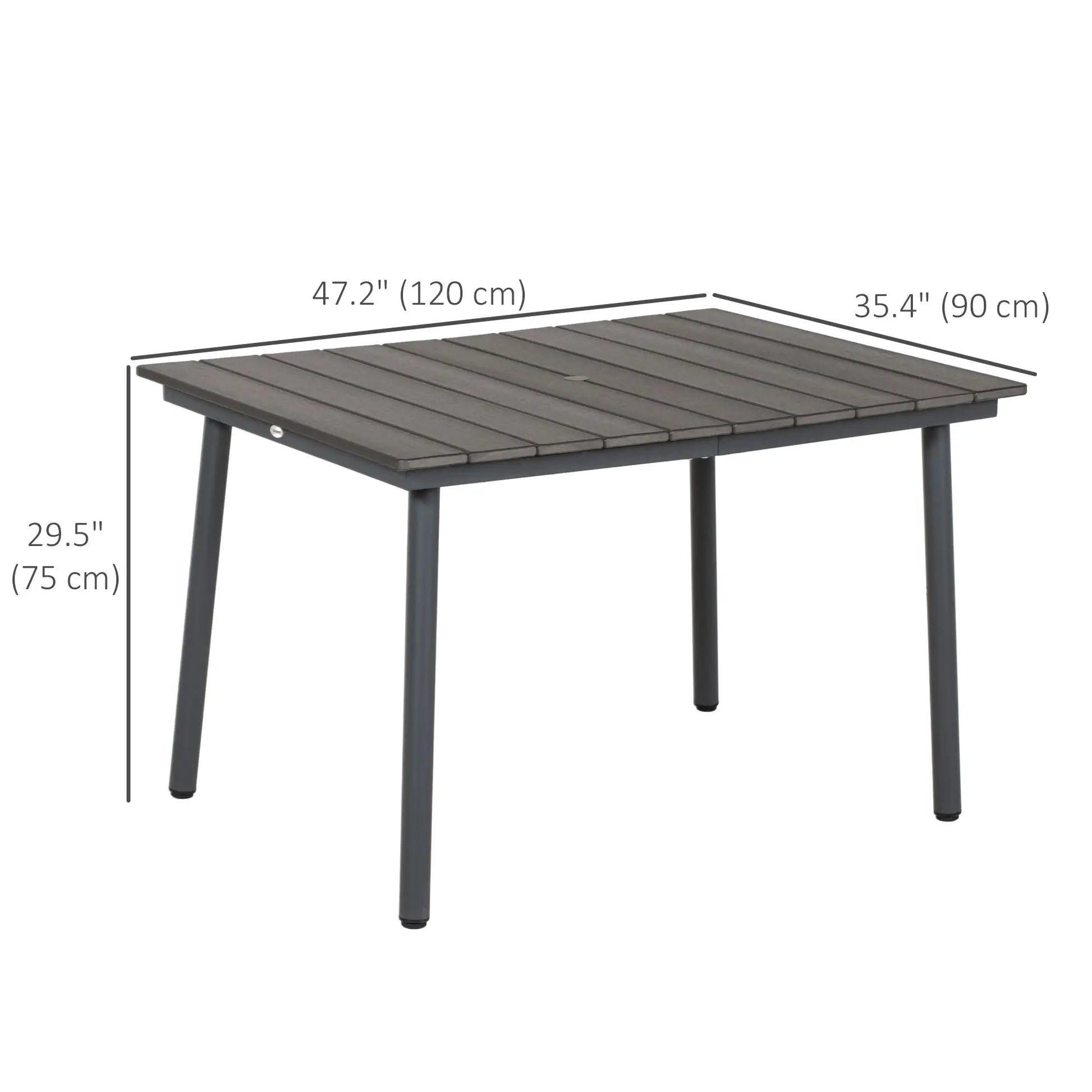 47 Outdoor Dining Table, Aluminium Frame, HDPE Top, Dark Grey Patio Dinning Tables at Gallery Canada