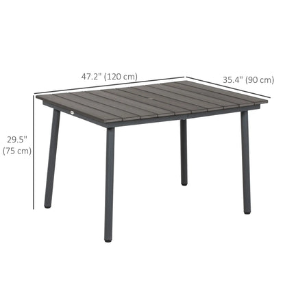 47 Outdoor Dining Table, Aluminium Frame, HDPE Top, Dark Grey Patio Dinning Tables at Gallery Canada