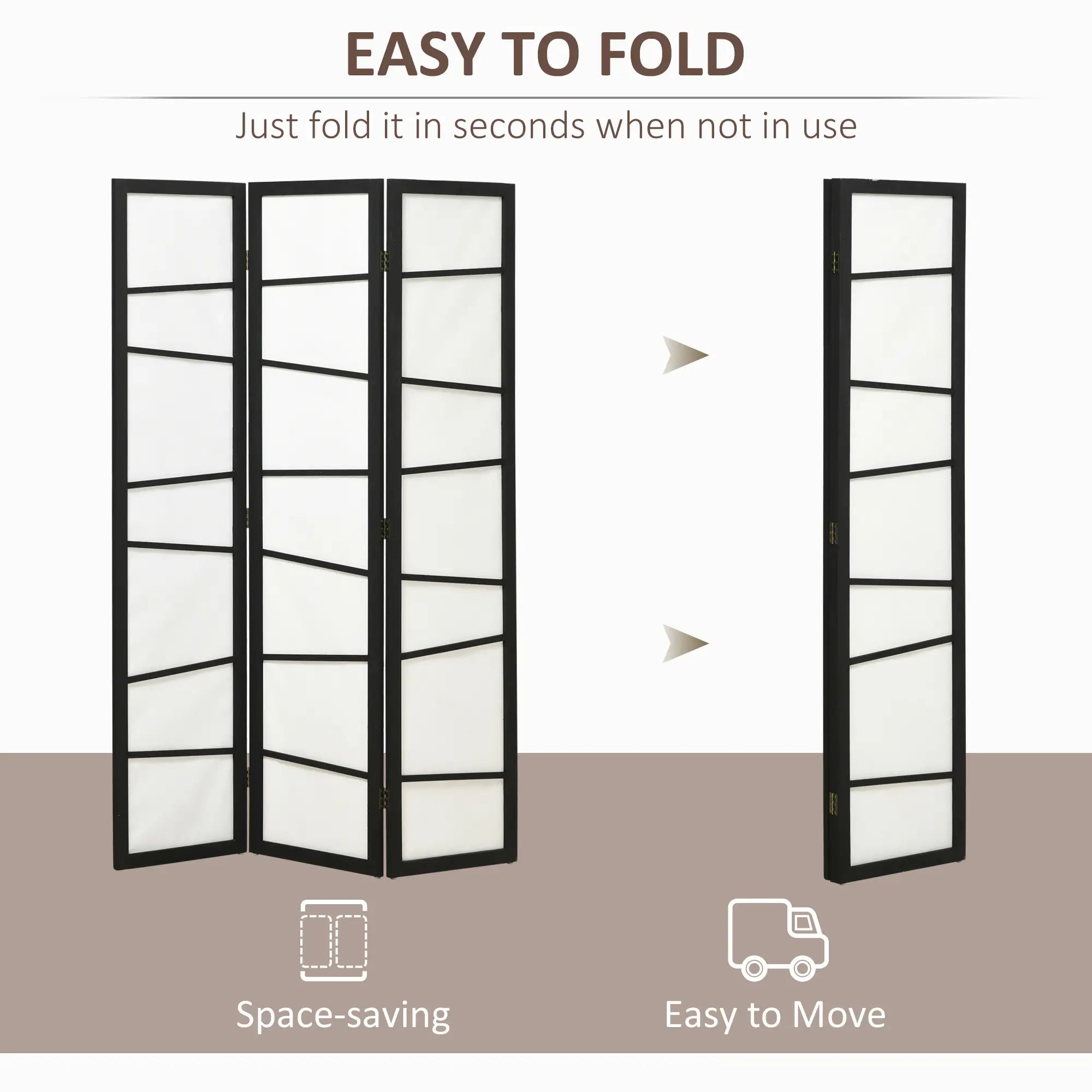 5.6ft Folding Room Divider, 3 Panel Wood Frame, White Room Dividers at Gallery Canada