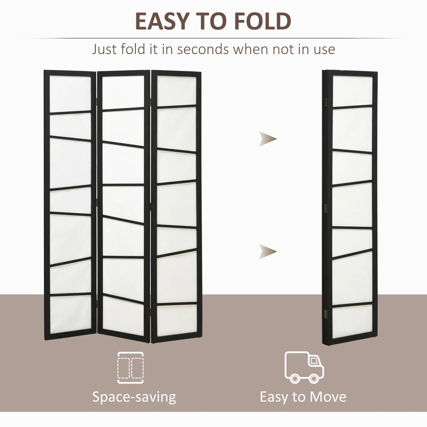 5.6ft Folding Room Divider, 3 Panel Wood Frame, White Room Dividers at Gallery Canada