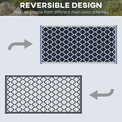 Reversible Outdoor RV Rug, 9' x 18', White, Patio Mat, Dark Blue Outdoor Reversible Rugs at Gallery Canada