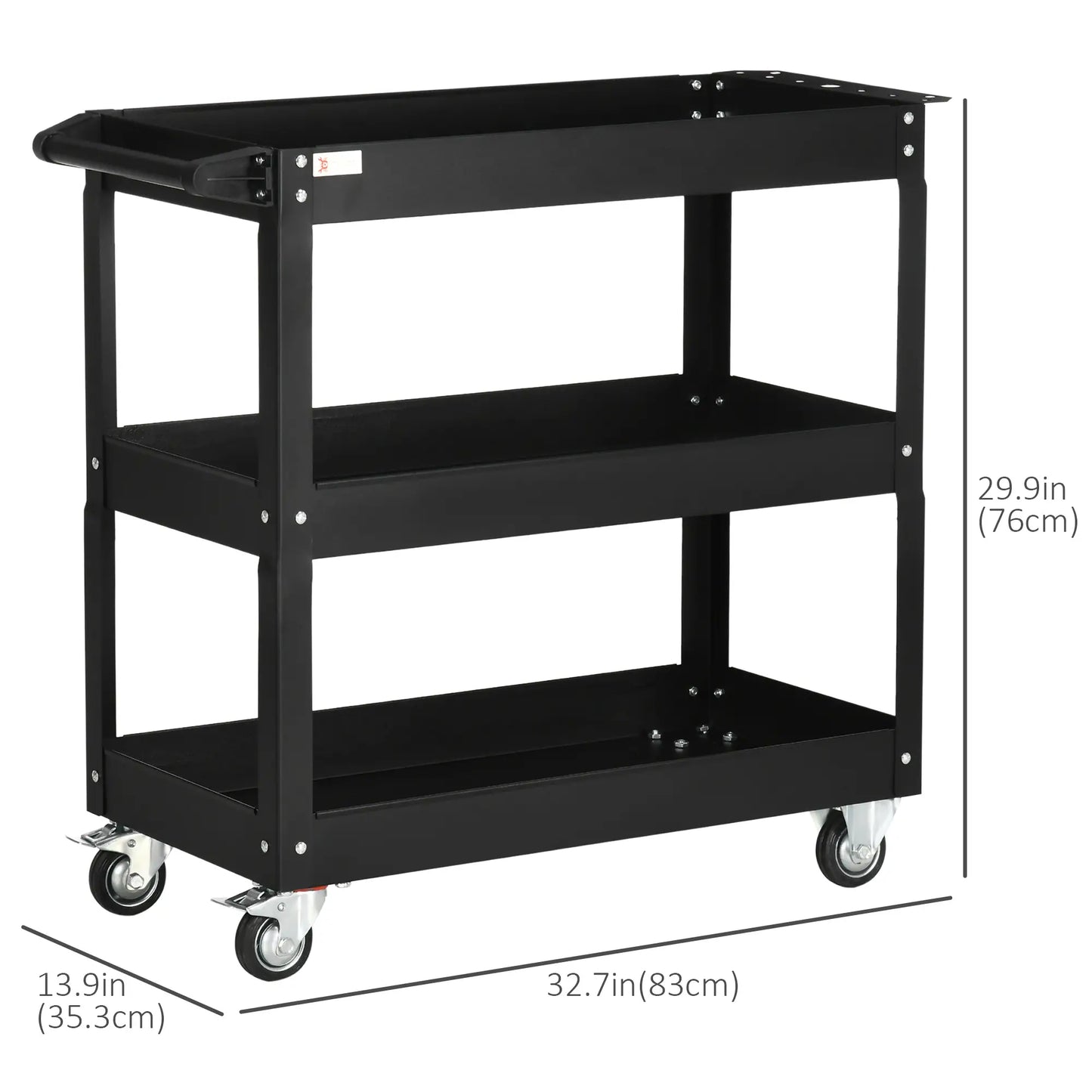 3 Tier Rolling Tool Cart, 330 LBS Capacity, Heavy Duty, Black Tool Organizers at Gallery Canada