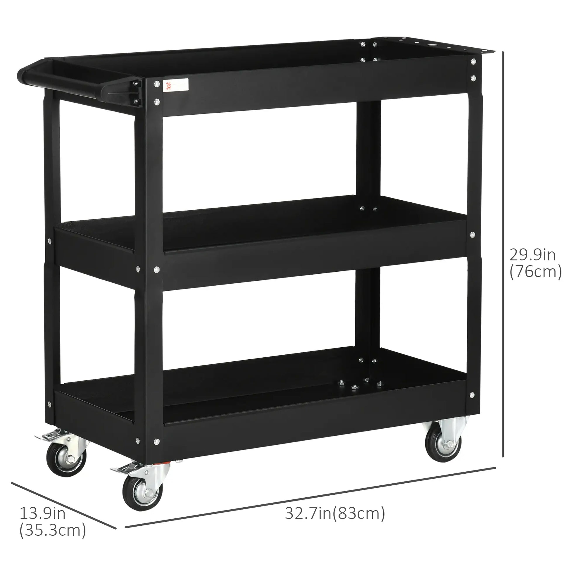3 Tier Rolling Tool Cart, 330 LBS Capacity, Heavy Duty, Black Tool Organizers at Gallery Canada