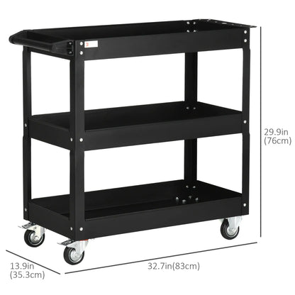 3 Tier Rolling Tool Cart, 330 LBS Capacity, Heavy Duty, Black Tool Organizers at Gallery Canada