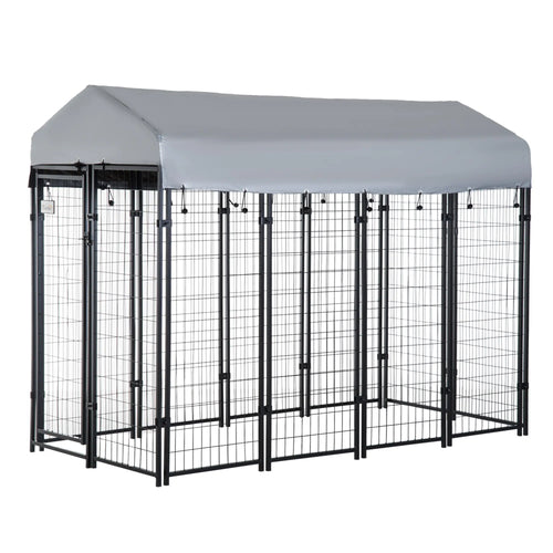 Outdoor Dog Kennel, Waterproof UV-Resistant Cover, 8 x 4 x 6 ft