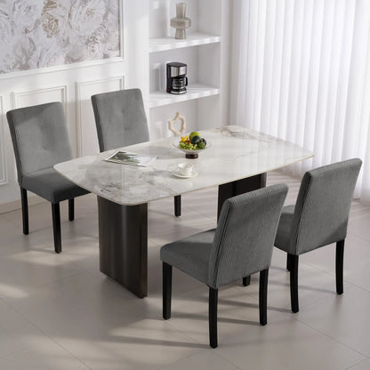 Modern Dining Chairs Set of 4, Rubberwood Legs, Padded Seat, Dark Grey Dining Chairs at Gallery Canada