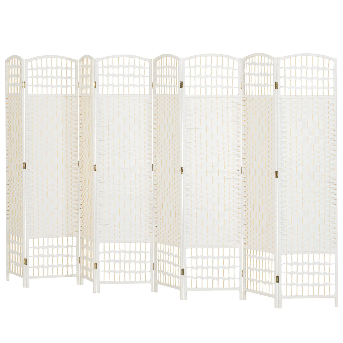 8 Panel Folding Room Divider, Portable Privacy Screen, White Room Dividers White at Gallery Canada