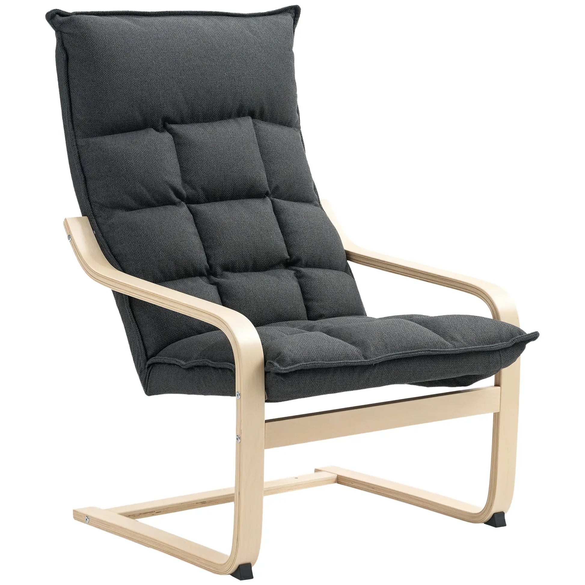 Modern Upholstered Armchair, Curved Leg, Living Room, Dark Grey Accent Chairs Dark Grey at Gallery Canada