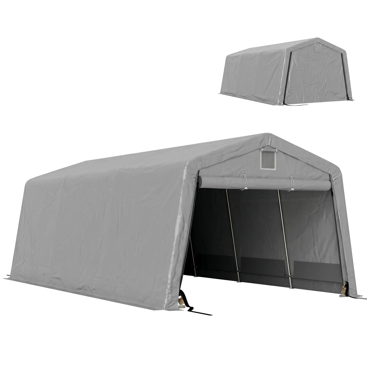 11' x 20' Portable Garage, Heavy Duty Carport, Grey Car Shelters at Gallery Canada