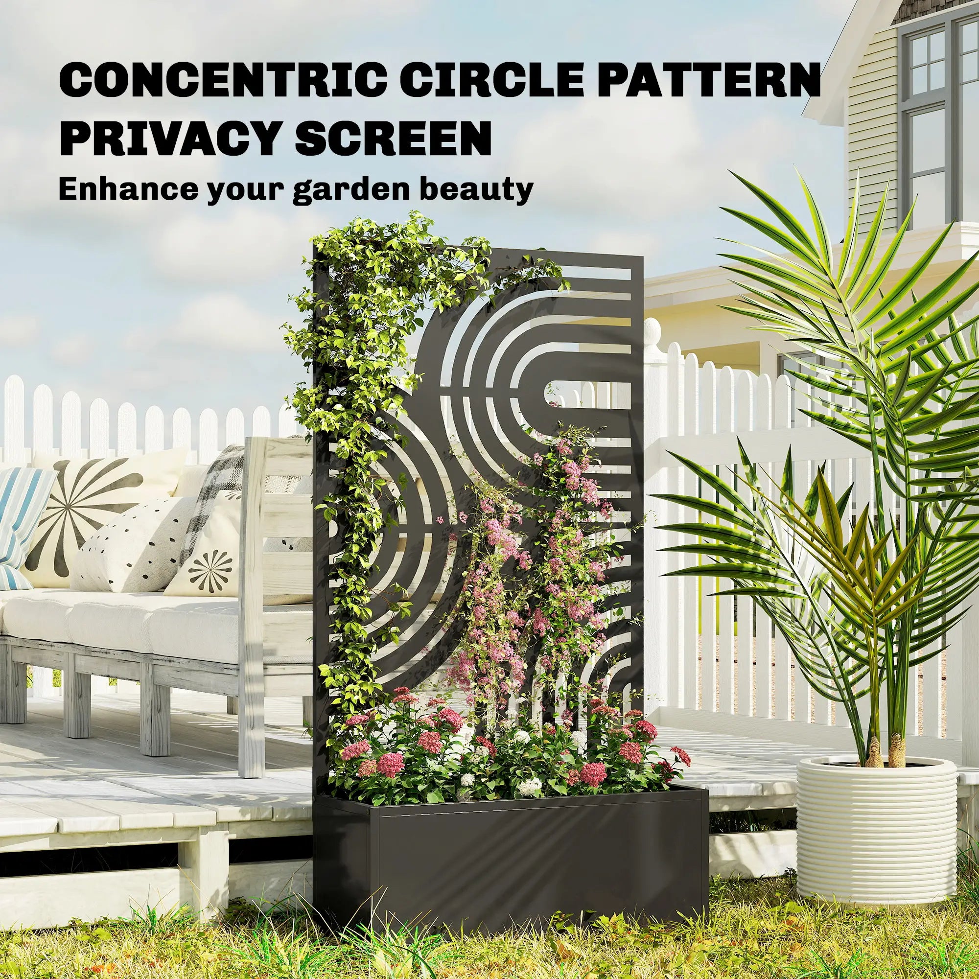 Metal Planter Box With Trellis, 44.5