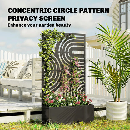 Metal Planter Box With Trellis, 44.5" Raised Garden Bed Privacy Screen Galvanized Planter Boxes at Gallery Canada