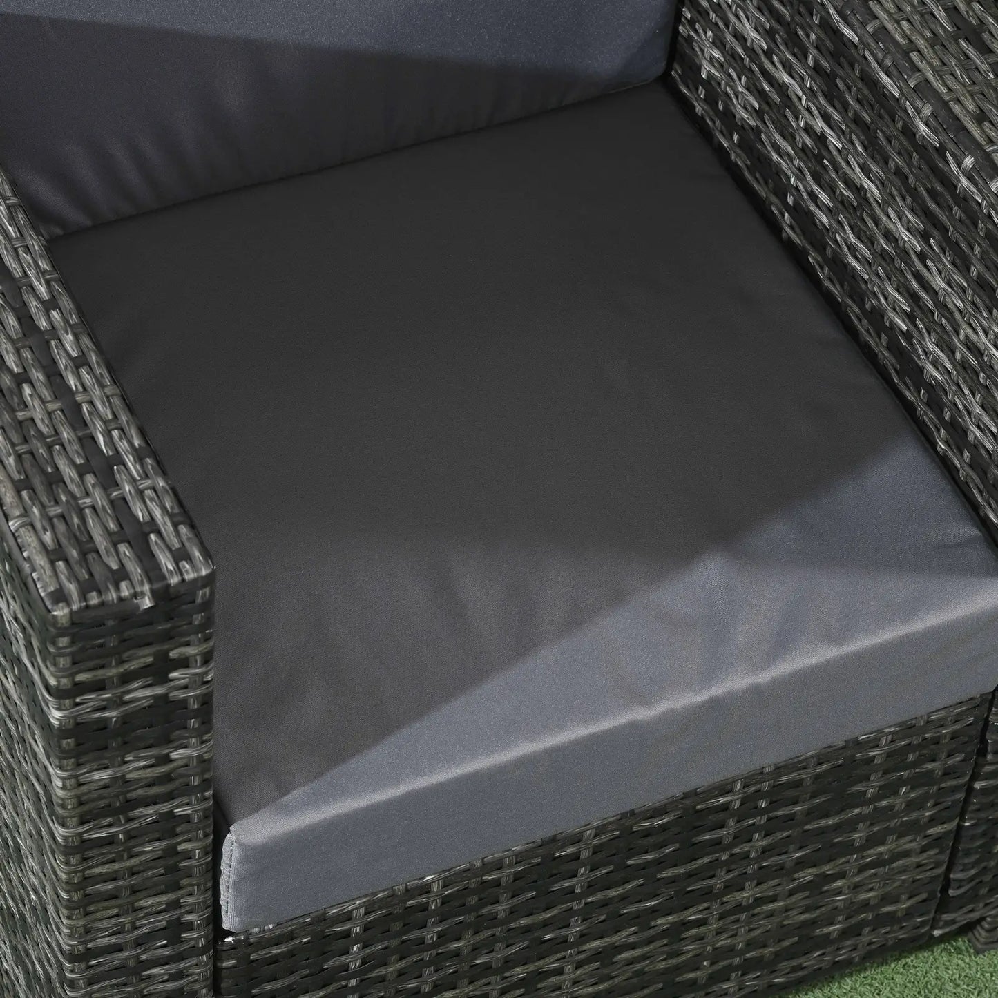 Outdoor Rattan Sofa, Patio Wicker Armchair with Cushions, Grey Patio Chairs at Gallery Canada
