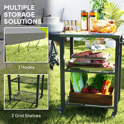 Outdoor Grill Cart With Foldable Side Table, 3-Tier Pizza Oven Stand Outdoor Grill Carts at Gallery Canada