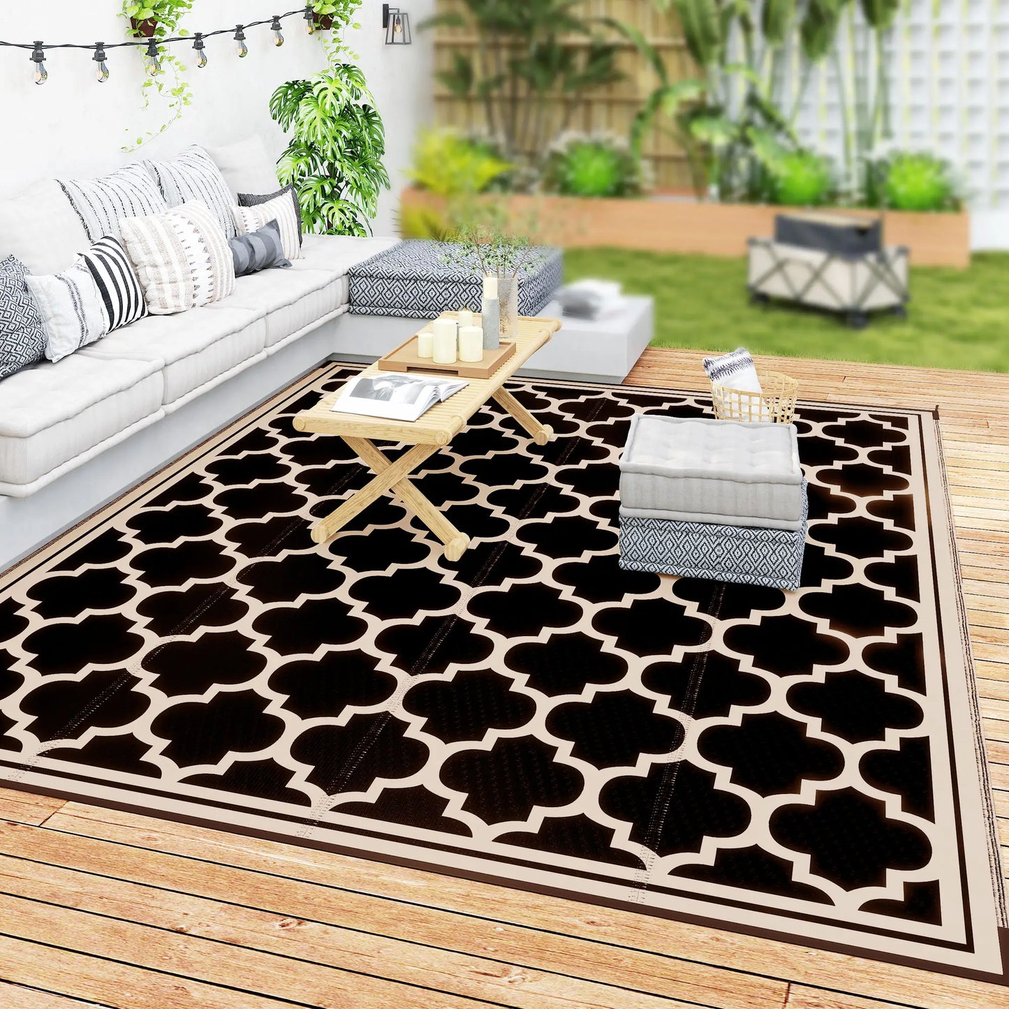 9'x12' Reversible Outdoor RV Rug, Patio Mat, Black Outdoor Reversible Rugs at Gallery Canada