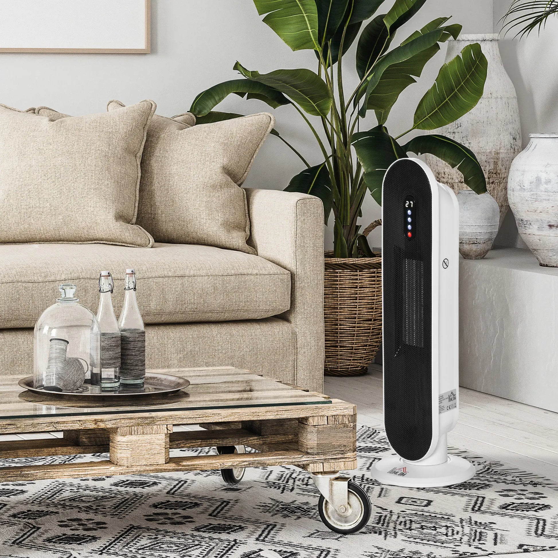 Ceramic Space Heater, Indoor Tower, 45 Degree Oscillation, Remote, 24H Timer, 1500W/1000W Electric Tower Heaters at Gallery Canada