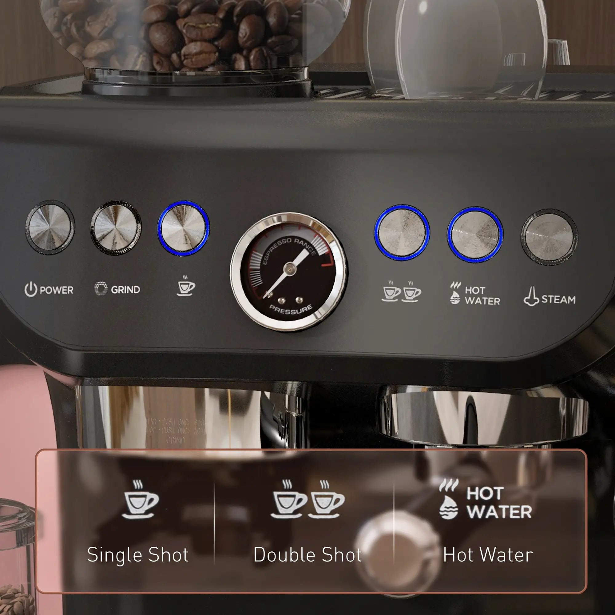 15 Bar Espresso Machine With Milk Frother & Grinder Small Kitchen Appliances at Gallery Canada