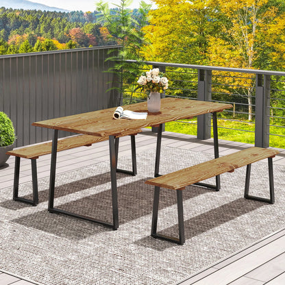 Picnic Table and Bench Set for 6, 2" Umbrella Hole, Steel Frame Outdoor Dining Sets at Gallery Canada