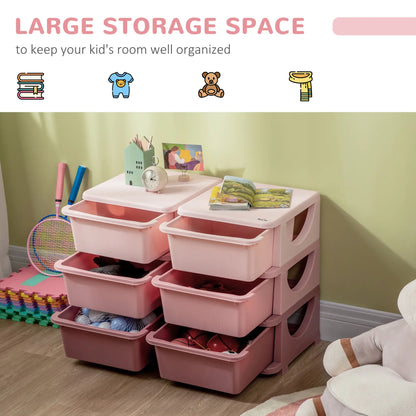3 Tier Toy Organizer, 6 Plastic Drawers, Pink Baby & Kids Storage at Gallery Canada