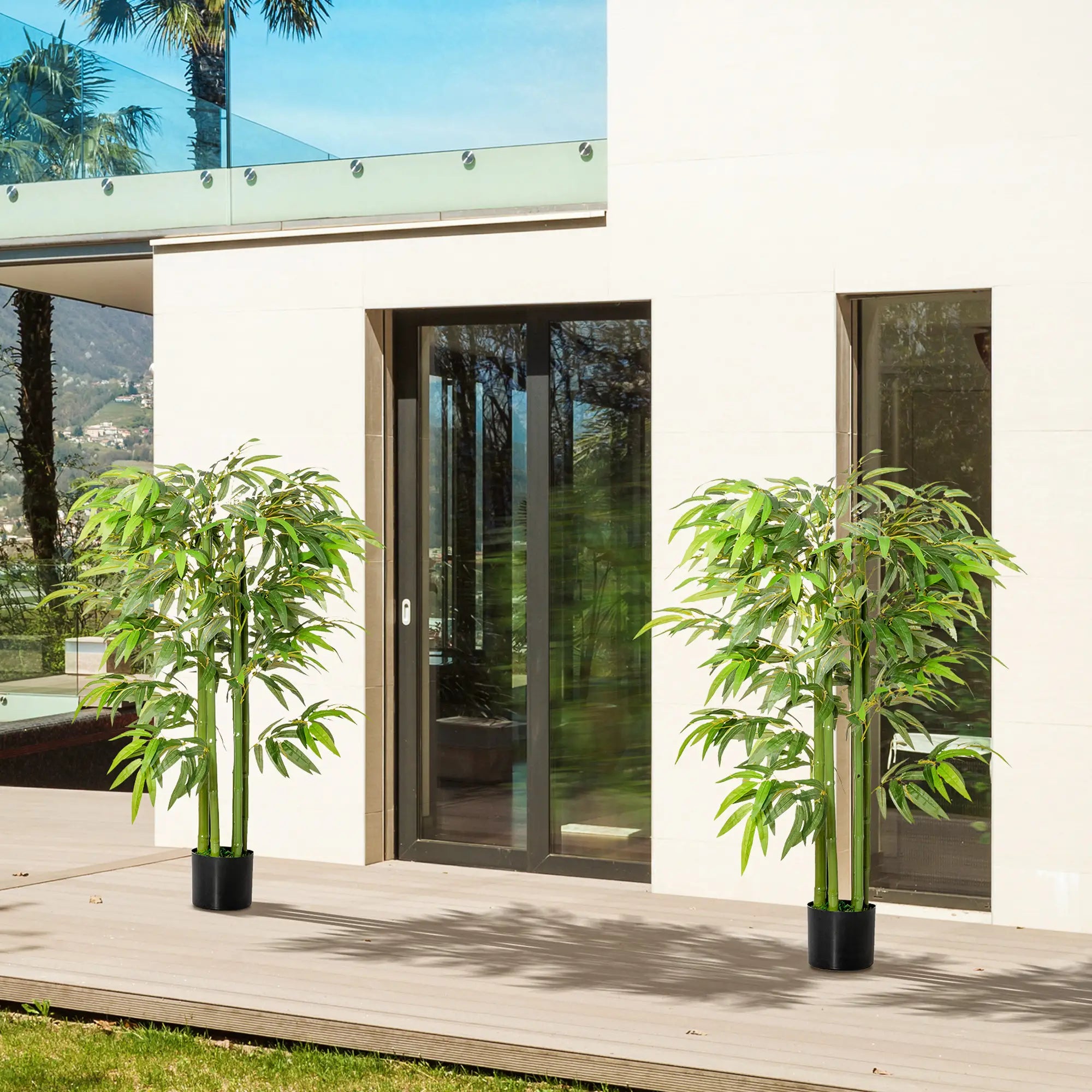 Set of 2, 4.5FT Artificial Bamboo Tree, Indoor Outdoor Decor Artificial Trees at Gallery Canada